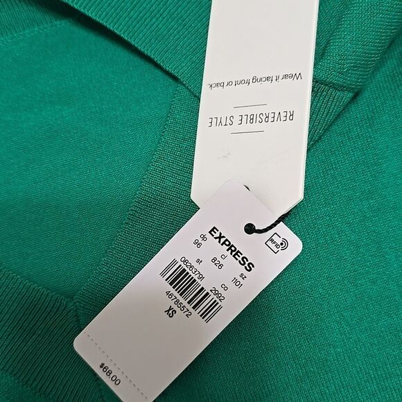 Express Green V-Neck Women's Sweater Xs - Picture 7 of 8